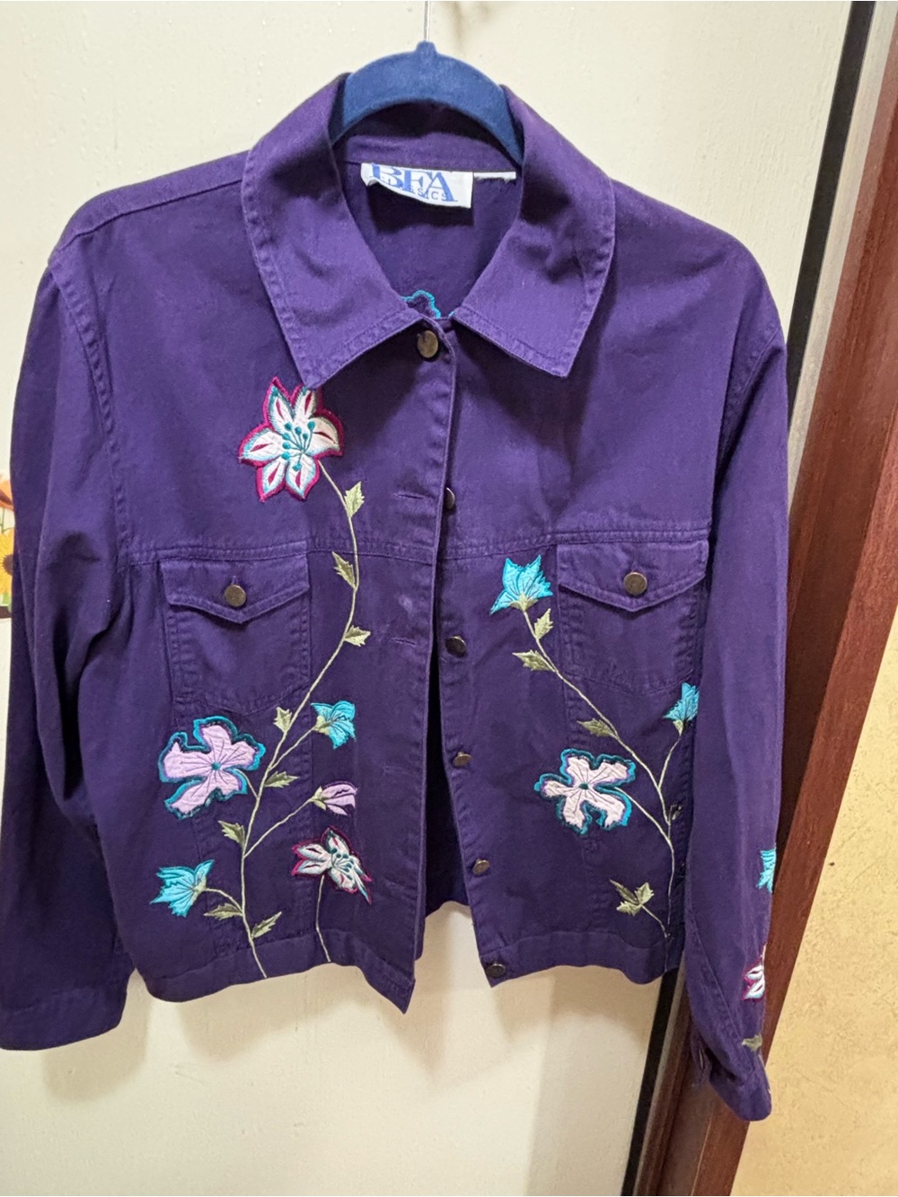 Embroidered Purple Floral Jacket by BFA